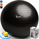 Exercise Ball, LuxFit Premium EXTRA THICK Yoga Ball '2 Year Warranty' - Swiss Ball Includes Foot Pump. Anti-Burst - Slip Resistant! 45cm, 55cm, 65cm, 75cm, 85cm Size Fitness Balls Available.
