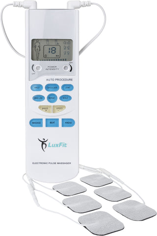 Tens Unit, LuxFit Premium Portable Tens Machine EMS Electric Pulse Massager '1 Year Warranty' - Great Electrotherapy Pain Management - Muscle Stimulator - Muscle Massager